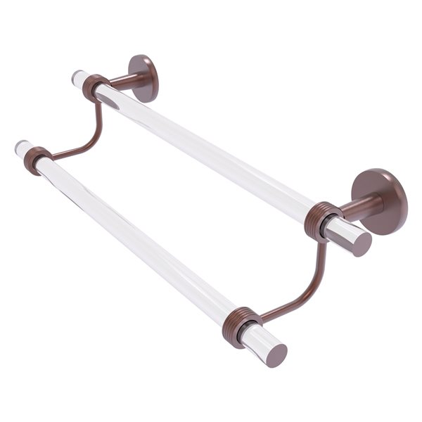 Allied Brass Clearview 30-in Double Antique Copper Wall Mount Double Towel Bar with Grooved Accents