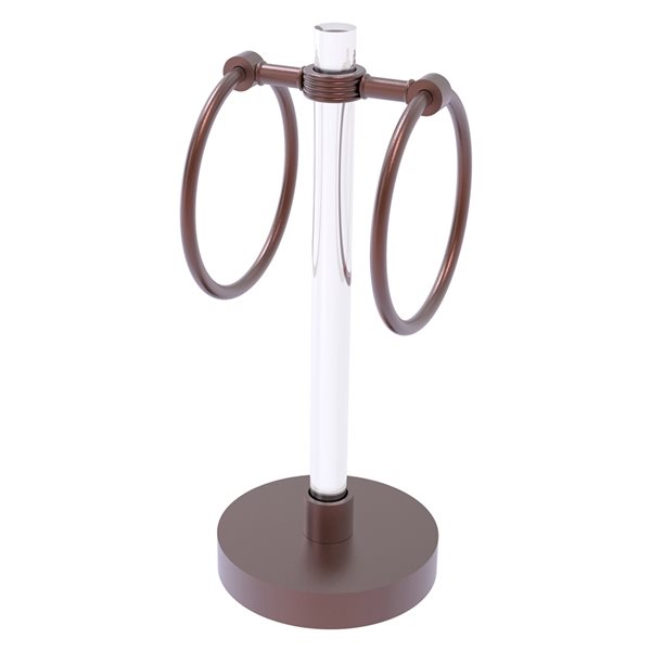 Allied Brass Clearview Antique Copper Freestanding Countertop Towel Ring with Grooved Accents