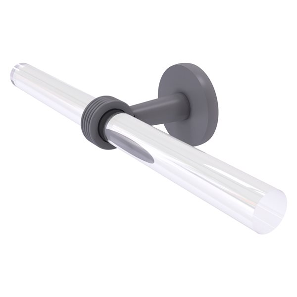 Allied Brass Clearview 13-in Matte Gray Wall Mount Double Towel Bar with Grooved Accents