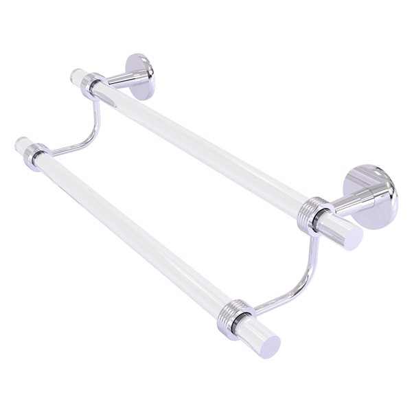 Allied Brass Clearview 36-in Double Polished Chrome Wall Mount Double Towel Bar with Grooved Accents