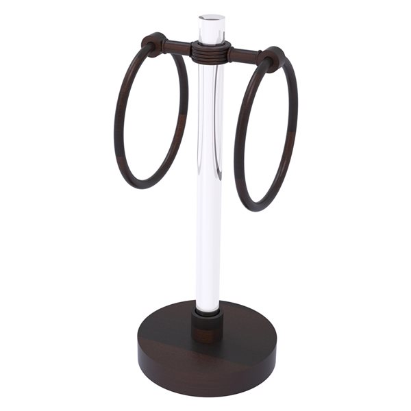 Allied Brass Clearview Venetian Bronze Freestanding Countertop Towel Ring with Grooved Accents