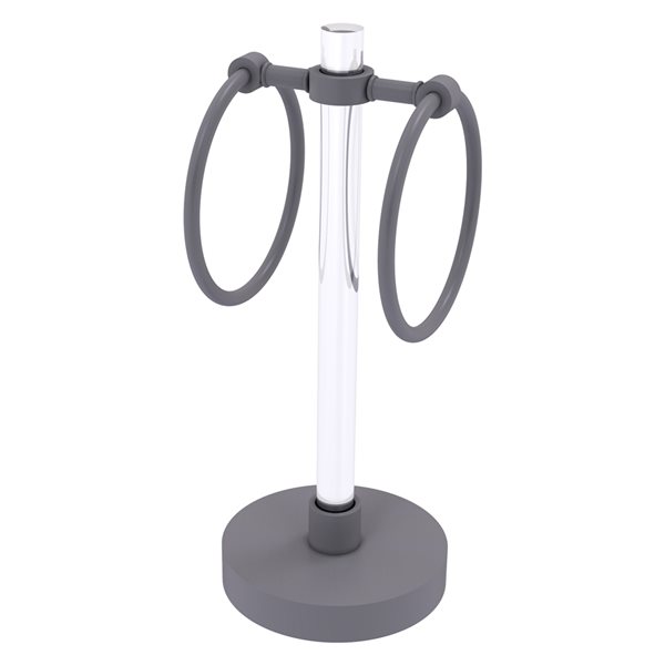 Allied Brass Clearview Matte Gray Freestanding Countertop Towel Ring