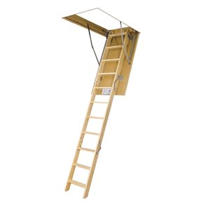FAKRO LWS-M 25-in x 47-in Folding Wood Attic Ladder with 300-lb Capacity