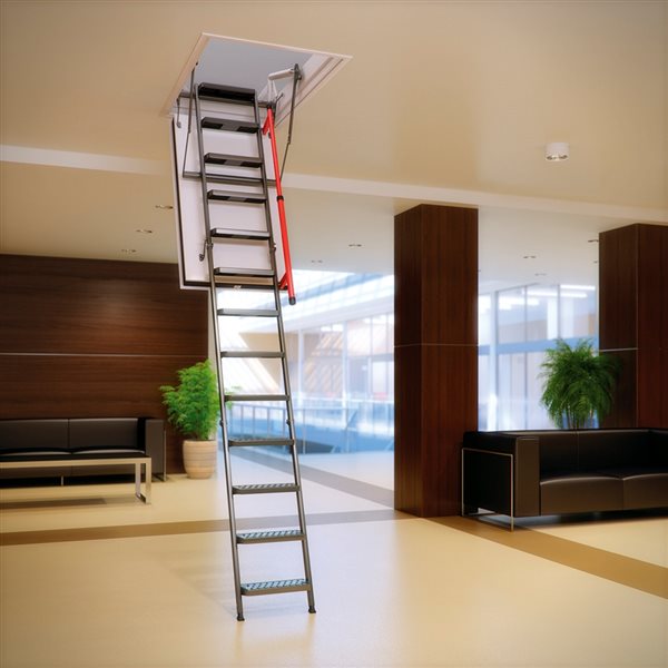 FAKRO LMF 22.5 x 54-in Folding Steel Attic Ladder with 350-lb Capacity