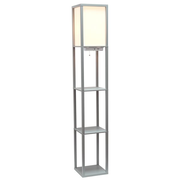 Simple Designs 62.5-in Grey Cube Floor Lamp