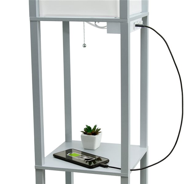 Simple Designs 62.5-in Grey Cube Floor Lamp