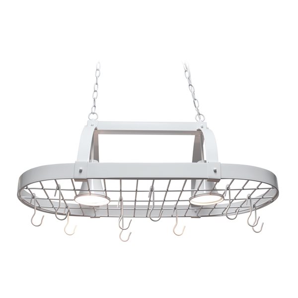 Home Collection 19.25-in x 35.5-in White Lighted Pot Rack