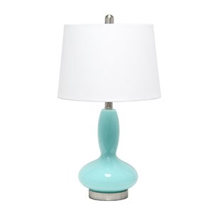Lalia Home Classix 23.5-in Blue Incandescent Rotary Socket Standard Table Lamp with Fabric Shade