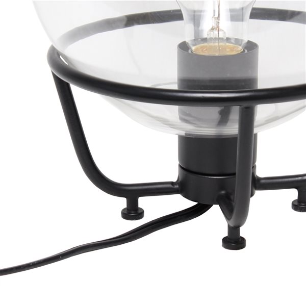 Lalia Home Studio Loft 10-in Matte Black Incandescent On/Off Switch Standard Table Lamp with Glass Shade