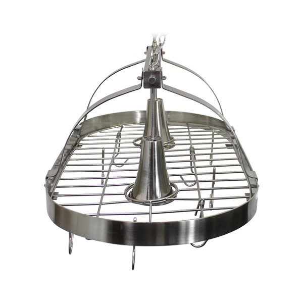 Home Collection 19.25-in x 35.5-in Brushed Nickel Lighted Pot Rack