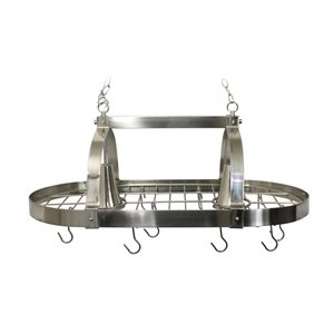 Home Collection 19.25-in x 35.5-in Brushed Nickel Lighted Pot Rack