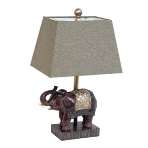 Lalia Home Classix 20.5-in Brown Incandescent Rotary Socket Standard Table Lamp with Fabric Shade