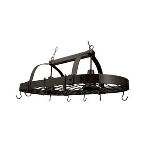 Home Collection 19.25-in x 35.5-in Oil Rubbed Bronze Lighted Pot Rack