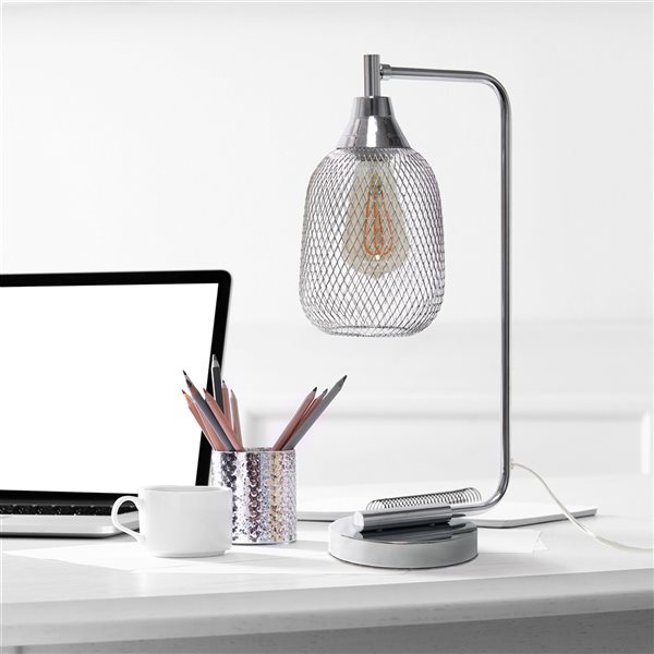 Lalia Home Studio Loft 19-in Chrome On/Off Switch Standard Desk Lamp with Metal Shade