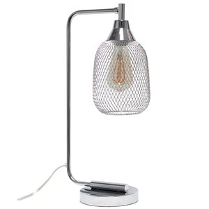 Lalia Home Studio Loft 19-in Chrome On/Off Switch Standard Desk Lamp with Metal Shade