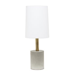 Lalia Home Organix 18.5-in Grey/Brass Incandescent On/Off Switch Standard Table Lamp with White Fabric Shade