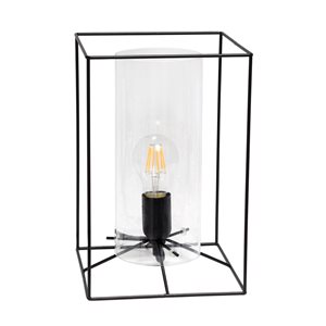 Lalia Home Studio Loft 11.8-in Black Incandescent On/Off Switch Standard Table Lamp with Clear Glass Shade