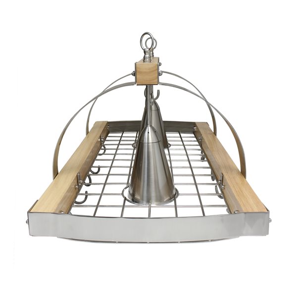 Home Collection 19.75-in x 36.25-in Brushed Nickel Lighted Pot Rack