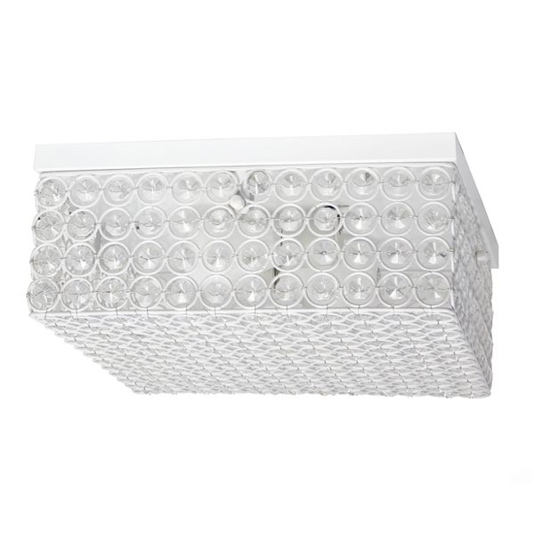 Plafonnier encastré de 12 po moderne/contemporain Elipse Crystal par Elegant Designs à ampoule à incandescence, blanc