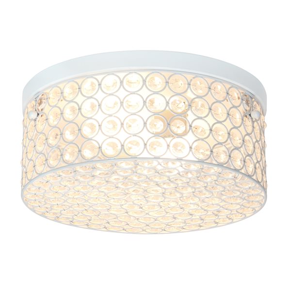 Elegant Designs Elipse Crystal 12-in Contemporary/Modern White Incandescent Flush Mount Light