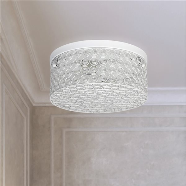 Elegant Designs Elipse Crystal 12-in Contemporary/Modern White Incandescent Flush Mount Light