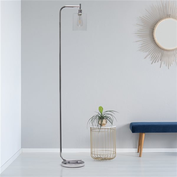 Simple Designs 67-in Chrome Standard Floor Lamp