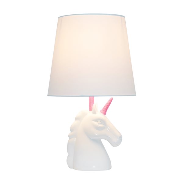 Simple Designs 16-in White/Pink Incandescent On/Off Switch Standard Table Lamp with Fabric Shade