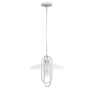 Lalia Home Studio Loft White Modern Clear Glass Lantern Incandescent Medium Pendant Light
