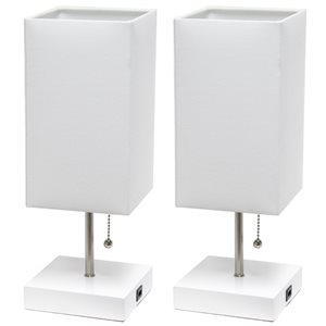 Ensemble de 2 lampes standards blanches par LimeLights avec abat-jour blanc