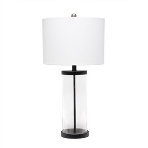 Lalia Home Barnlitt 28-in Black Incandescent Rotary Socket Standard Table Lamp with Fabric Shade