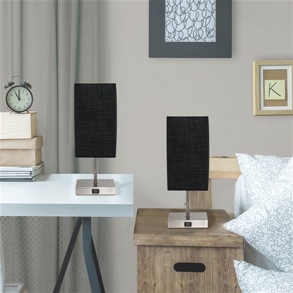 LimeLights Standard Lamp with Black Shade (Set of 2)