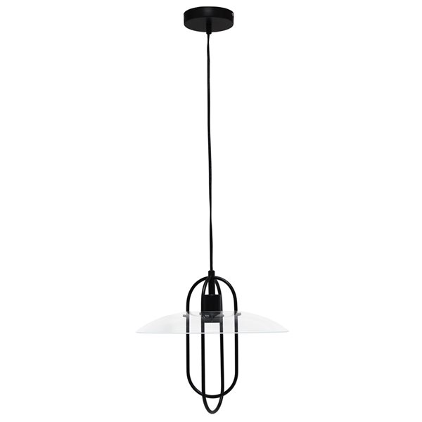 Lalia Home Studio Loft Black Modern Clear Glass Lantern Incandescent Medium Pendant Light