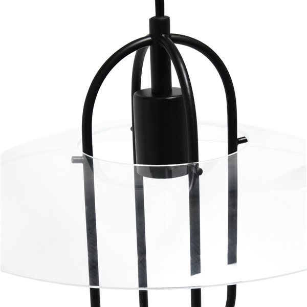 Lalia Home Studio Loft Black Modern Clear Glass Lantern Incandescent Medium Pendant Light