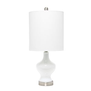 Lalia Home Classix 22.5-in White Incandescent Rotary Socket Standard Table Lamp with Fabric Shade