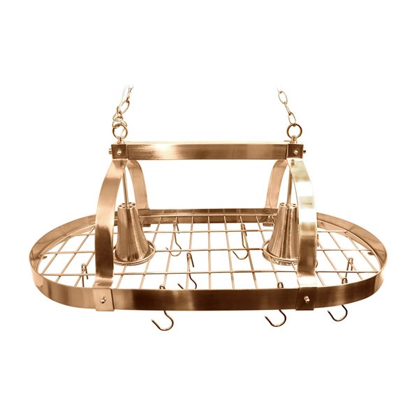 Home Collection 19.25-in x 35.5-in Rose Gold Lighted Pot Rack