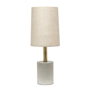 Lalia Home Organix 18.5-in Grey/Brass Incandescent On/Off Switch Standard Table Lamp with Beige Fabric Shade