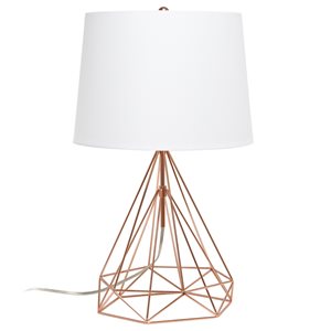 Lalia Home Studio Loft 23.5-in Rose Gold Incandescent Rotary Socket Standard Table Lamp with Fabric Shade