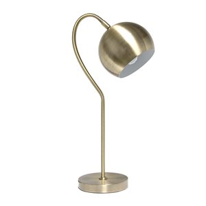 Lalia Home Studio Loft 20.25-in Antique Brass Incandescent On/Off Switch Standard Table Lamp with Metal Shade