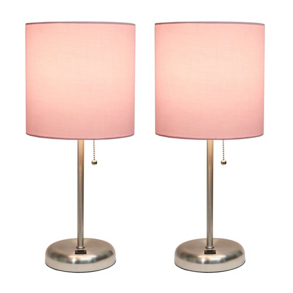 LimeLights Standard Lamp with Light Pink Shade (Set of 2)