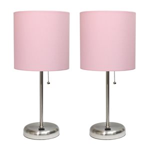 LimeLights Standard Lamp with Light Pink Shade (Set of 2)