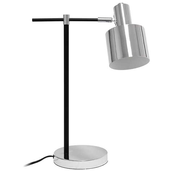 Lalia Home Studio Loft 21-in Chrome Incandescent On/Off Switch Standard Table Lamp with Metal Shade