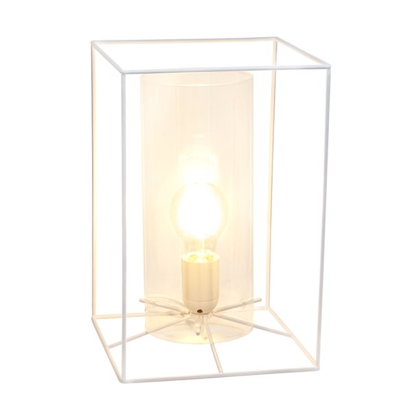 lalia home framed table lamp with clear cylinder glass shade