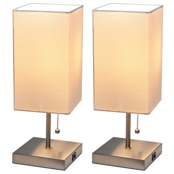 LimeLights Brushed Nickel Standard Lamp with White Shade (Set of 2)