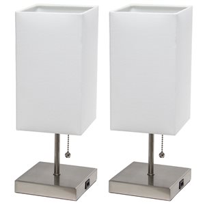 LimeLights Brushed Nickel Standard Lamp with White Shade (Set of 2)