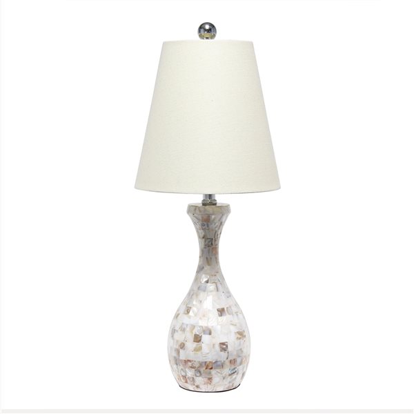 Lalia Home 25-in Incandescent Rotary Socket Standard Table Lamp with White Fabric Shade