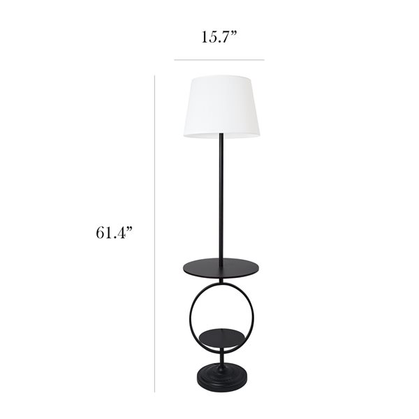 Lampe sur pied avec étagère par Elegant Designs noire de 15,7 po