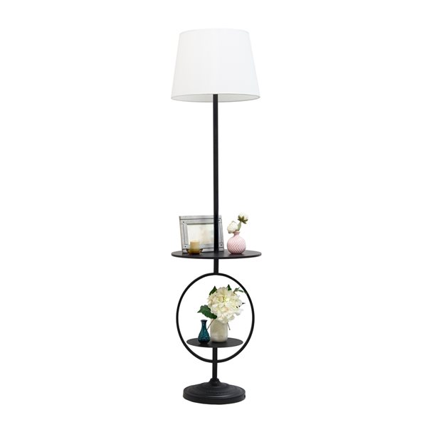 Lampe sur pied avec étagère par Elegant Designs noire de 15,7 po