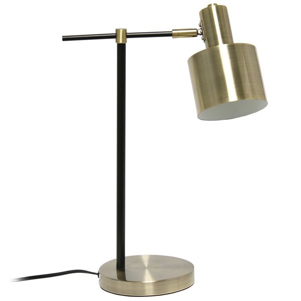 Lalia Home Studio Loft 21-in Antique Brass Incandescent On/Off Switch Standard Table Lamp with Metal Shade