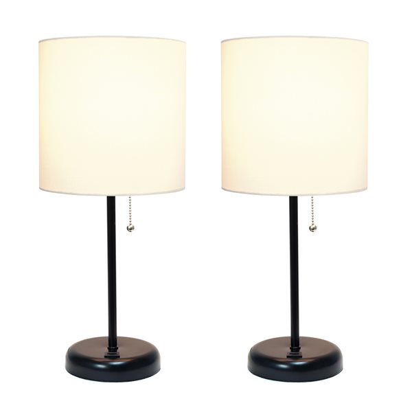 Ensemble de 2 lampes standards noires par LimeLights avec abat-jour blanc