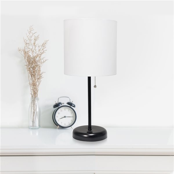 Ensemble de 2 lampes standards noires par LimeLights avec abat-jour blanc